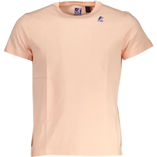 Stylisches Rosa Baumwoll-T-Shirt mit Druck , Herren, Größe: XS - K-way - Modalova