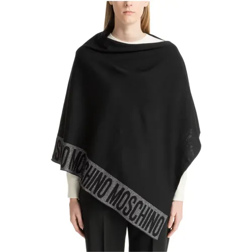 Capes, female, , Size: ONE SIZE Plain Logo Poncho - Moschino - Modalova