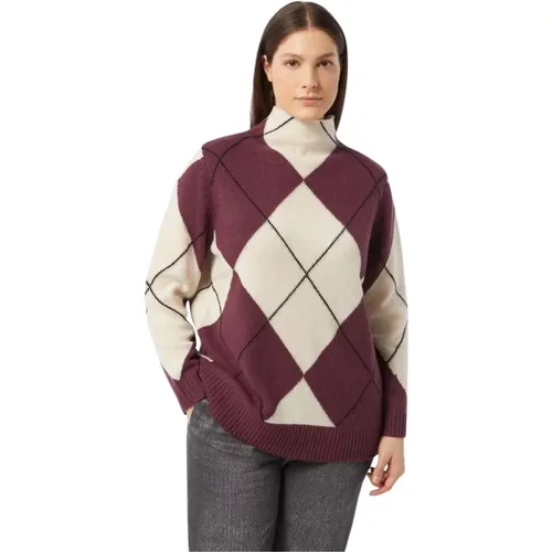 Turtlenecks, female, , Size: XL Bordeaux Sweater Intarsia Design - Marina Rinaldi - Modalova