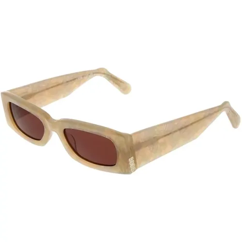 Sunglasses, unisex, , Size: ONE SIZE Cream Rectangle Sunglasses with UV Protection - Gcds - Modalova