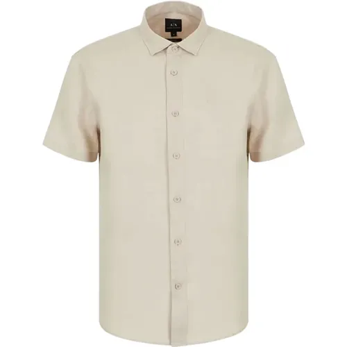 Kurzarmhemden,Weiße Kurzarmhemden,Kurzarm Dunkelblaue Hemden - Armani Exchange - Modalova
