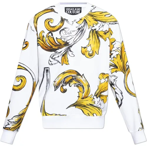 Sweatshirts, male, , Size: L Sweatshirt with Outline Barocco print - Versace Jeans Couture - Modalova