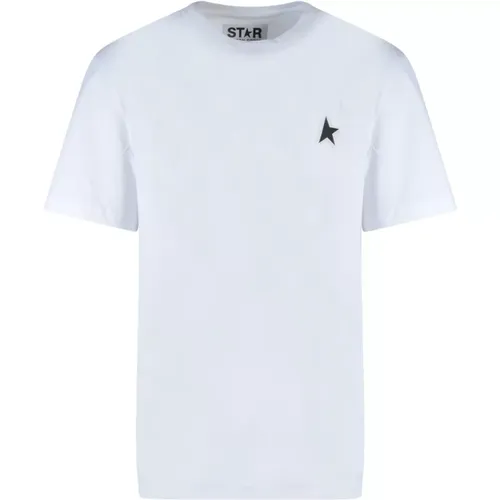 Sternenmuster Baumwoll T-Shirt Weiß , Herren, Größe: XL - Golden Goose - Modalova