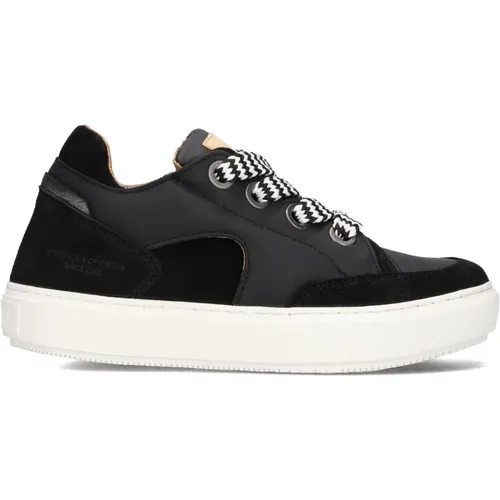 Chunky Schwarze Ledersneakers , Damen, Größe: 37 EU - Shabbies - Modalova