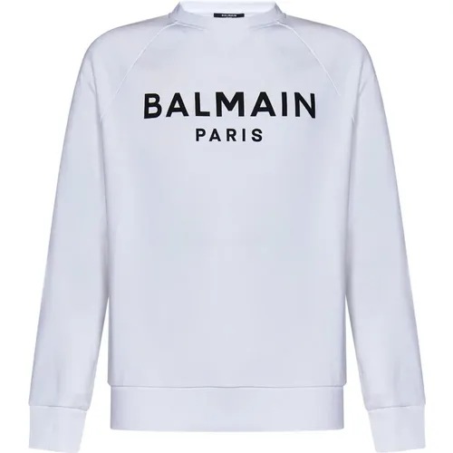 Weißer Baumwoll-Sweatshirt Aw24 , Herren, Größe: L - Balmain - Modalova