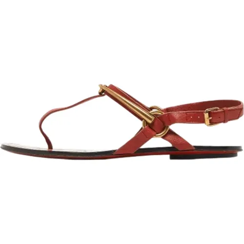 Pre-owned Sandals, female, , Size: 7 1/2 US Pre-owned Leather sandals - Gucci Vintage - Modalova