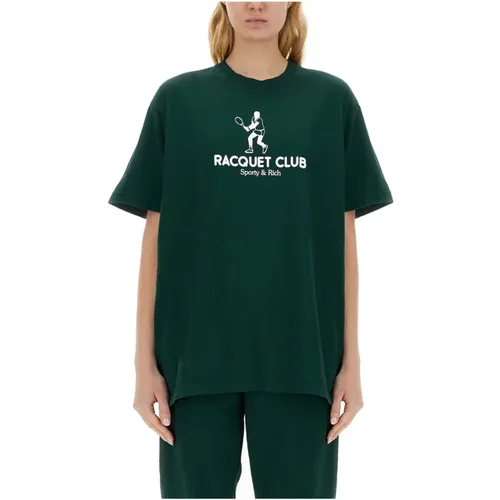 T-Shirt mit Logo , Damen, Größe: L - Sporty & Rich - Modalova