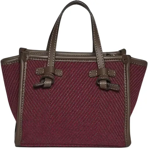 Marcella Checked Fabric Handbag in Beet , female, Sizes: ONE SIZE - Gianni Chiarini - Modalova