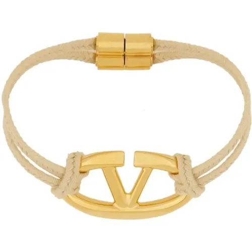 Bracelets, female, , Size: L Gold-tone VLogo Cotton Bracelet - Valentino Garavani - Modalova