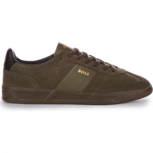 Suede Tennis Trainers in Khaki , male, Sizes: 9 UK, 12 UK, 8 UK, 7 UK, 11 UK - Boss - Modalova