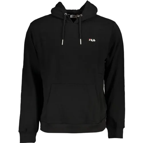 Schwarzer Kapuzenpullover mit Stickerei , Herren, Größe: XL - Fila - Modalova