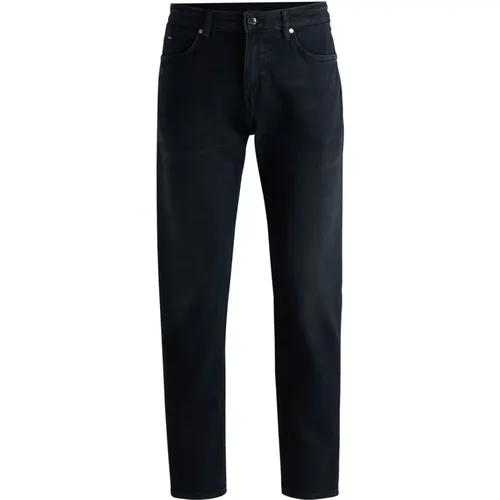 Slim Fit Jeans mit Lederlogo , Herren, Größe: W33 - Hugo Boss - Modalova