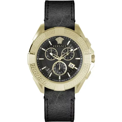 Chrono Sporty Leder Chronograph Uhr , Herren, Größe: ONE Size - Versace - Modalova
