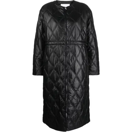 Shiny Quilt Long Down Coat , female, Sizes: S/M - Ganni - Modalova