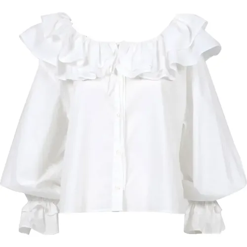 Blouses, female, , Size: S Cotton Ruffle Shirt - Msgm - Modalova