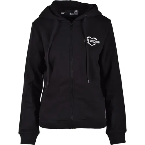 Zip-throughs, female, , Size: L Zip-through Sweatshirt - Love Moschino - Modalova