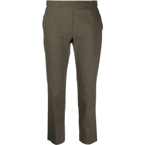 Slim Fit Olive Linen Trousers , female, Sizes: XS - Theory - Modalova