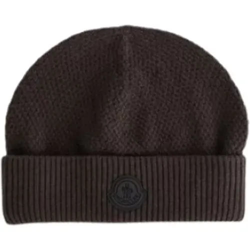 Beanies, unisex, , Size: ONE SIZE Wool Beanie MAT Black Line - Moncler - Modalova