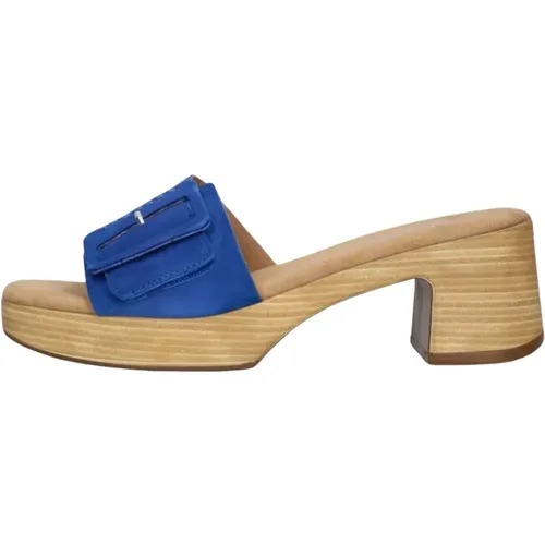 Blaue Wildleder Absatz Pantolette Trendy Stil , Damen, Größe: 37 EU - Gabor - Modalova