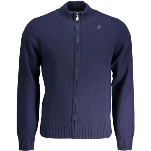 Blauer Polyamid-Cardigan mit Reißverschluss , Herren, Größe: S - K-way - Modalova