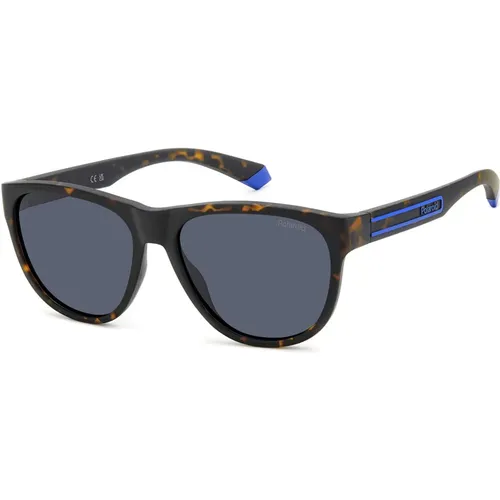 Havana/Blue Sunglasses , unisex, Sizes: 56 MM - Polaroid - Modalova