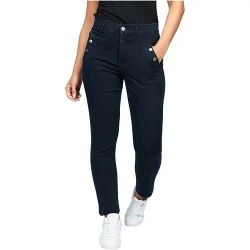 Dunkle Denim Hose mit hoher Taille , Damen, Größe: XL - 2-Biz - Modalova