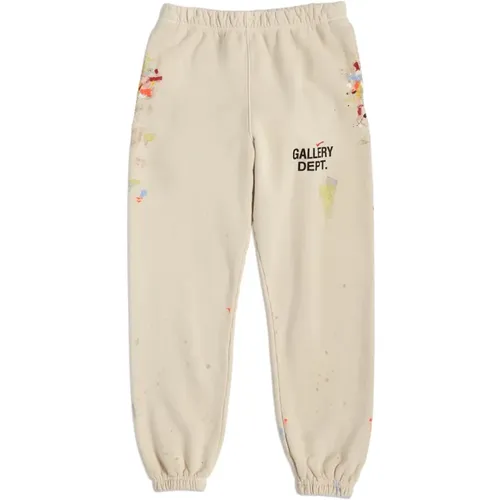 Sweatpants, male, , Size: L Hand-Painted Logo Sweatpants 'Natural' - Gallery Dept. - Modalova