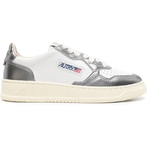 Low Top Silver Leather Sneakers , female, Sizes: 3 UK, 4 UK, 6 UK, 5 UK - Autry - Modalova