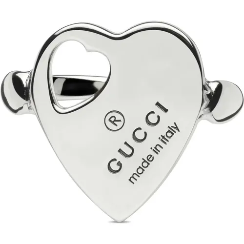 Rings, female, , Size: 53 MM Trademark Ring in sterling silver with heart motif - Gucci - Modalova