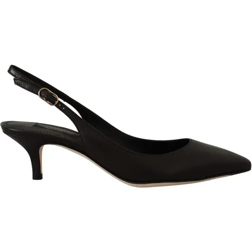 Schwarze Leder Slingback Heels - Italienischer Stil - Dolce & Gabbana - Modalova