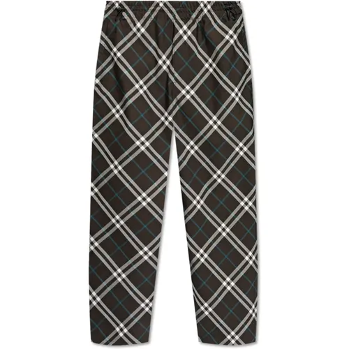 Straight Trousers, male, , Size: M Checkered Trousers - Burberry - Modalova