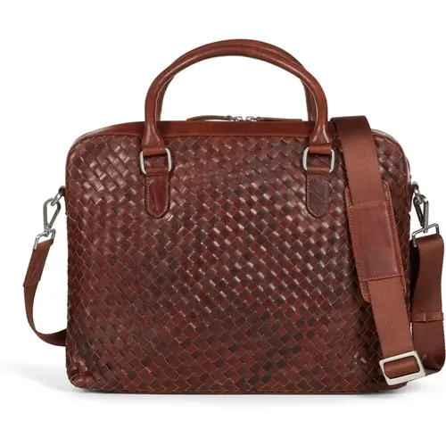 Laptop Bags & Cases, male, , Size: ONE SIZE Braided Leather Laptop Bag - Howard London - Modalova