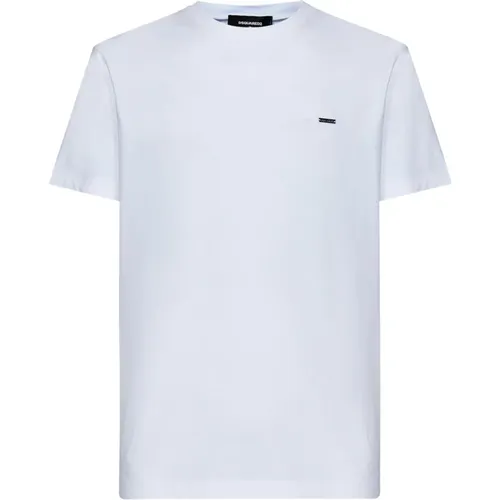 Weißes Crewneck Baumwoll-Jersey T-Shirt - Dsquared2 - Modalova