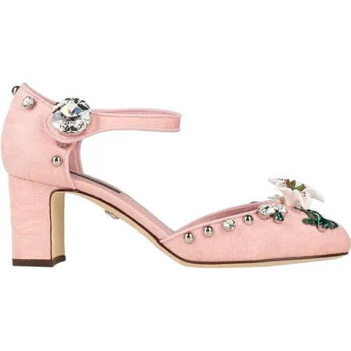 Rosa Pumps mit Kristallverzierung - Dolce & Gabbana - Modalova