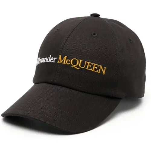 Caps, male, , Size: L Logo Embroidered & Gold Cap - alexander mcqueen - Modalova