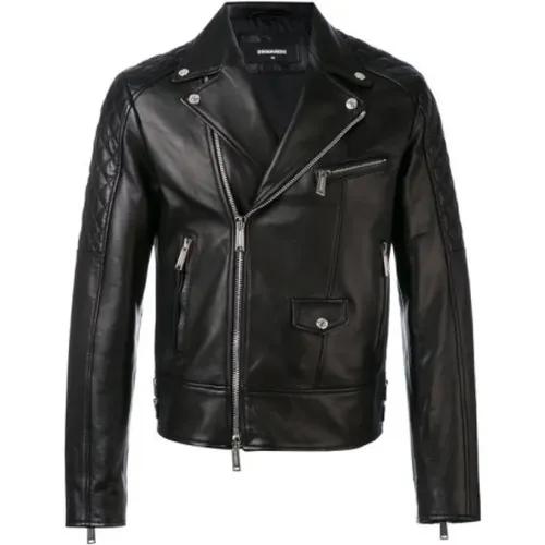 Aviator Leather Jacket - , Size 48 , male, Sizes: L - Dsquared2 - Modalova