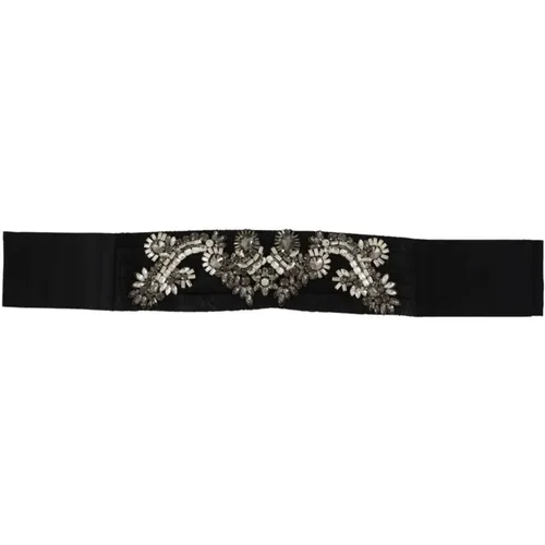 Rhinestone Silk Belt with Snap Button Fastening , female, Sizes: S - Dolce & Gabbana - Modalova