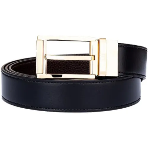 Belts, male, , Size: ONE SIZE Luxurious Leather Man Belt with Gold Finish - Dunhill - Modalova