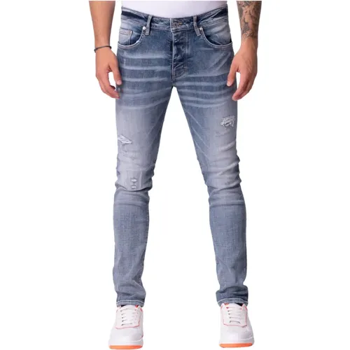 Navy Distressed Denim Jeans - My Brand - Modalova