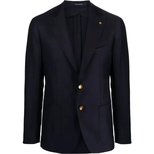 Navy Single-Breasted Blazer , male, Sizes: XL, 2XL, S, L - Tagliatore - Modalova