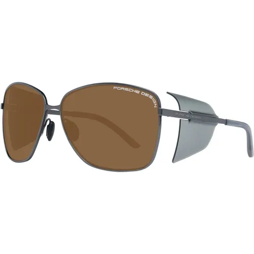 Gunmetal Square Sonnenbrille mit Braunen Gläsern - Porsche Design - Modalova