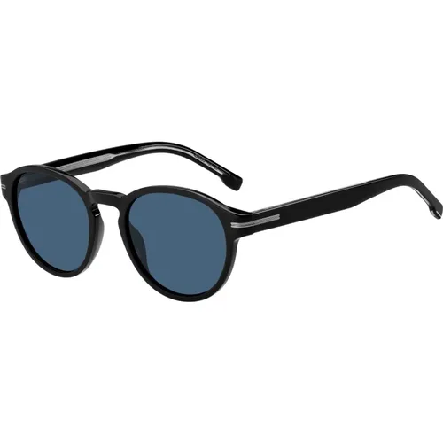 Schwarze/Blaue Sonnenbrille , Herren, Größe: 52 MM - Hugo Boss - Modalova