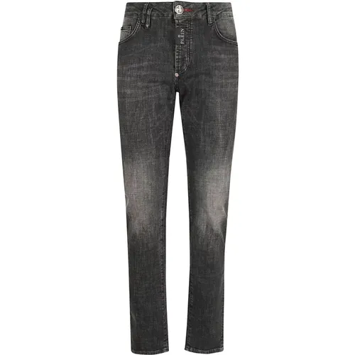 Graue Splash Straight Cut Denim Hose - Philipp Plein - Modalova