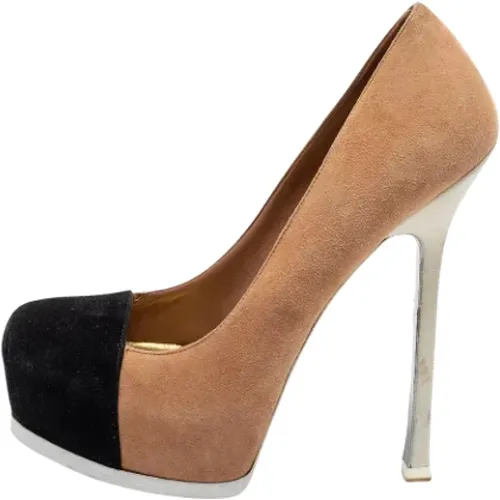 Pre-owned Pumps, female, , Size: 7 1/2 US Pre-owned Suede heels - Yves Saint Laurent Vintage - Modalova