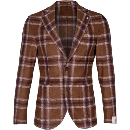 Wool Checkered Blazer with Wide Lapel , male, Sizes: L, S, M - L.b.m. 1911 - Modalova