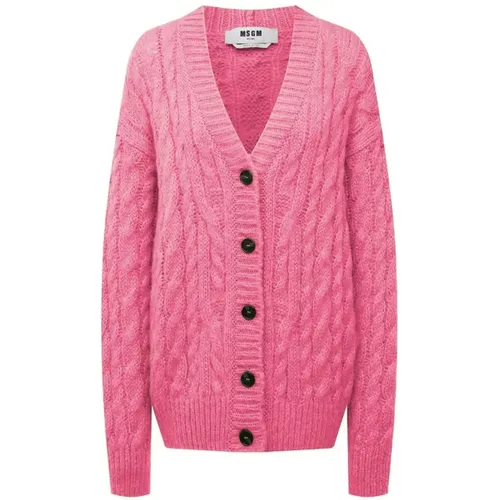 Rosa Acryl V-Ausschnitt Pullover - MSGM - Modalova