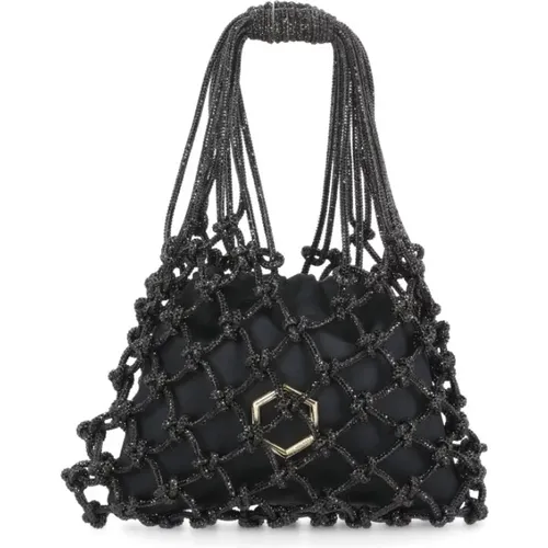 Schwarze Handtasche mit Kristalldetail , Damen, Größe: ONE Size - Hibourama - Modalova