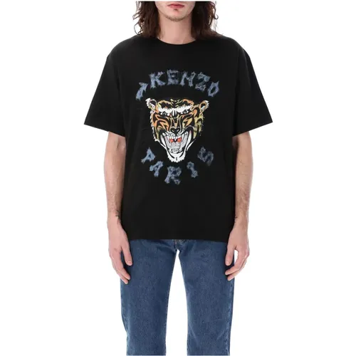 T-Shirts,Schwarzes Tiger Logo Oversize T-Shirt - Kenzo - Modalova