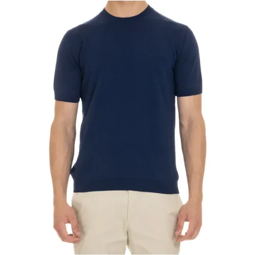Blau Baumwollstrick T-shirt Polo , Herren, Größe: XL - Tagliatore - Modalova