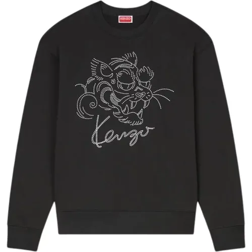 Sweatshirts, male, , Size: M Embroidered Star Tiger Sweater - Kenzo - Modalova